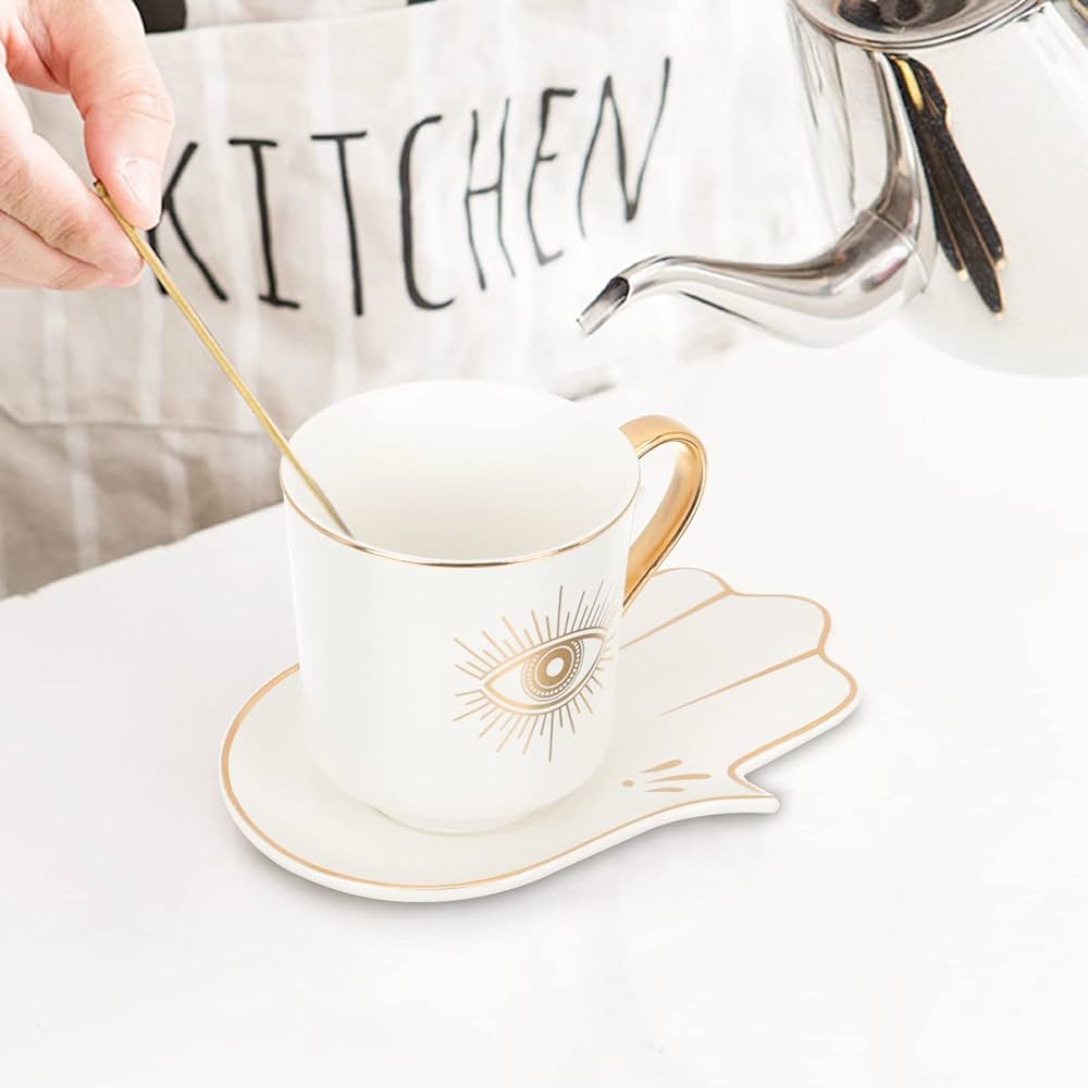2 Pcs European Style Ceramic Mug  With  Saucer Set