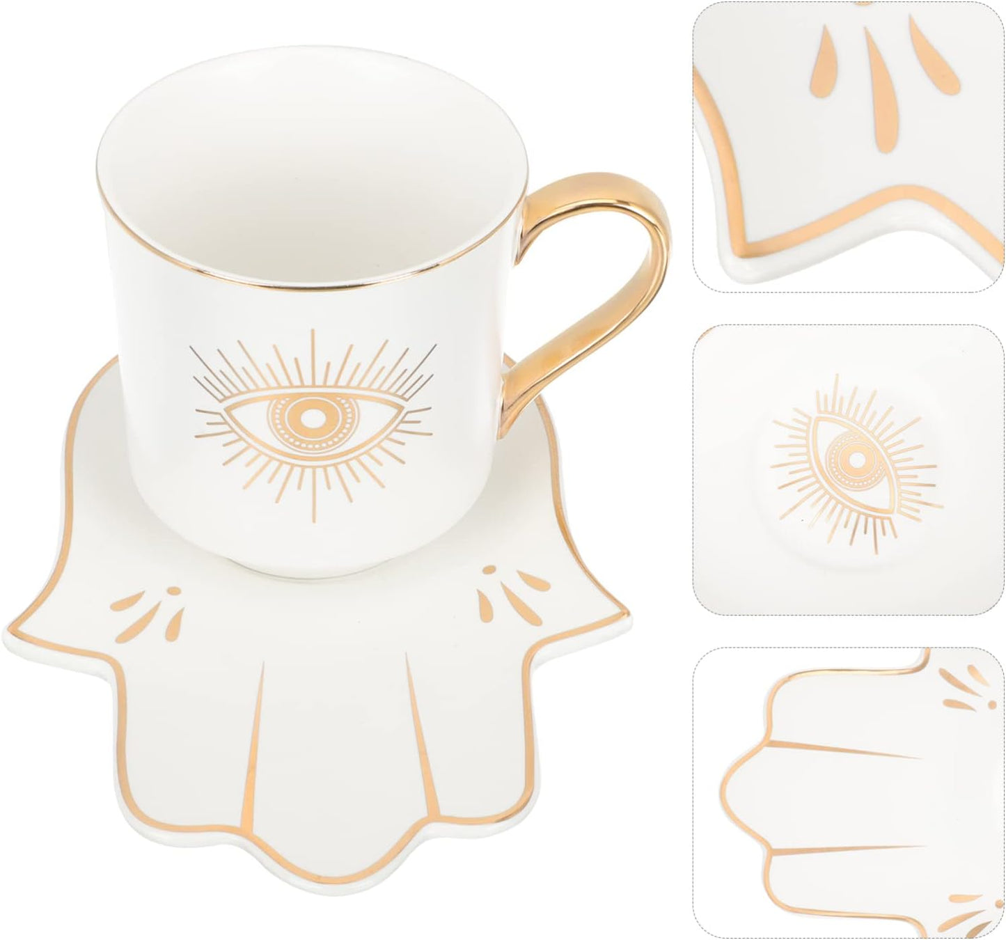 2 Pcs European Style Ceramic Mug  With  Saucer Set