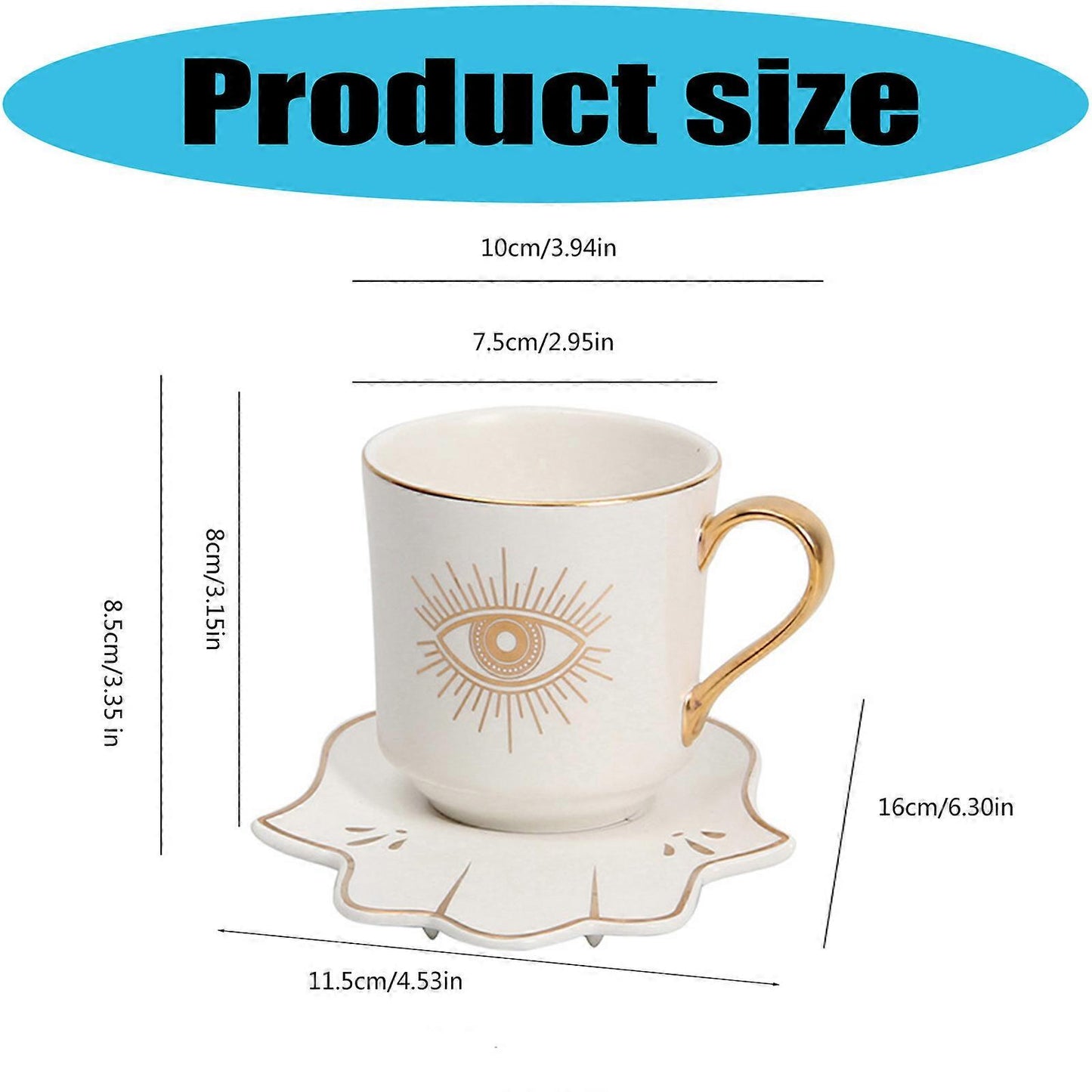 2 Pcs European Style Ceramic Mug  With  Saucer Set
