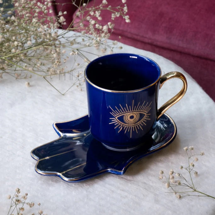 2 Pcs European Style Ceramic Mug  With  Saucer Set