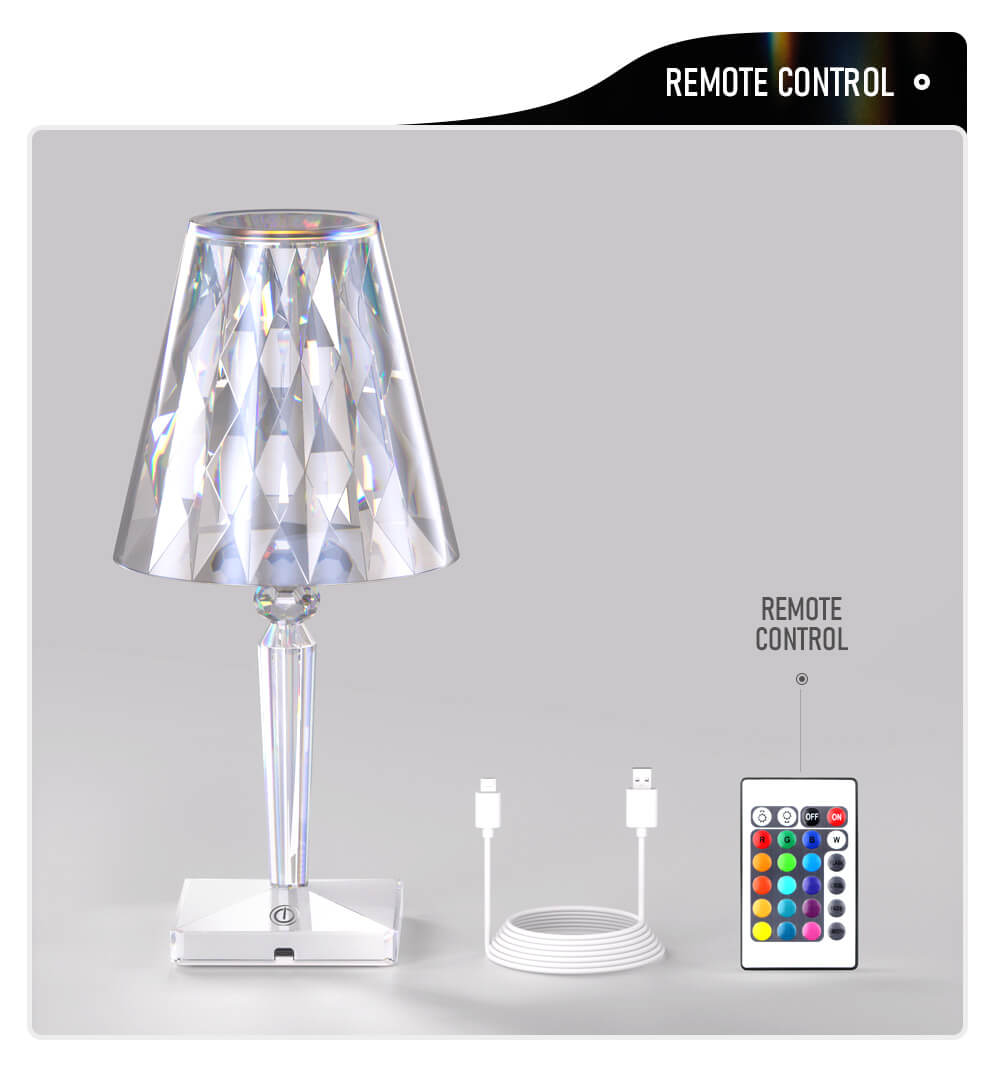 LED Diamond Crystal Projection Night Lights USB Charging Touch Control Lighting Desk Lamp / 347560
