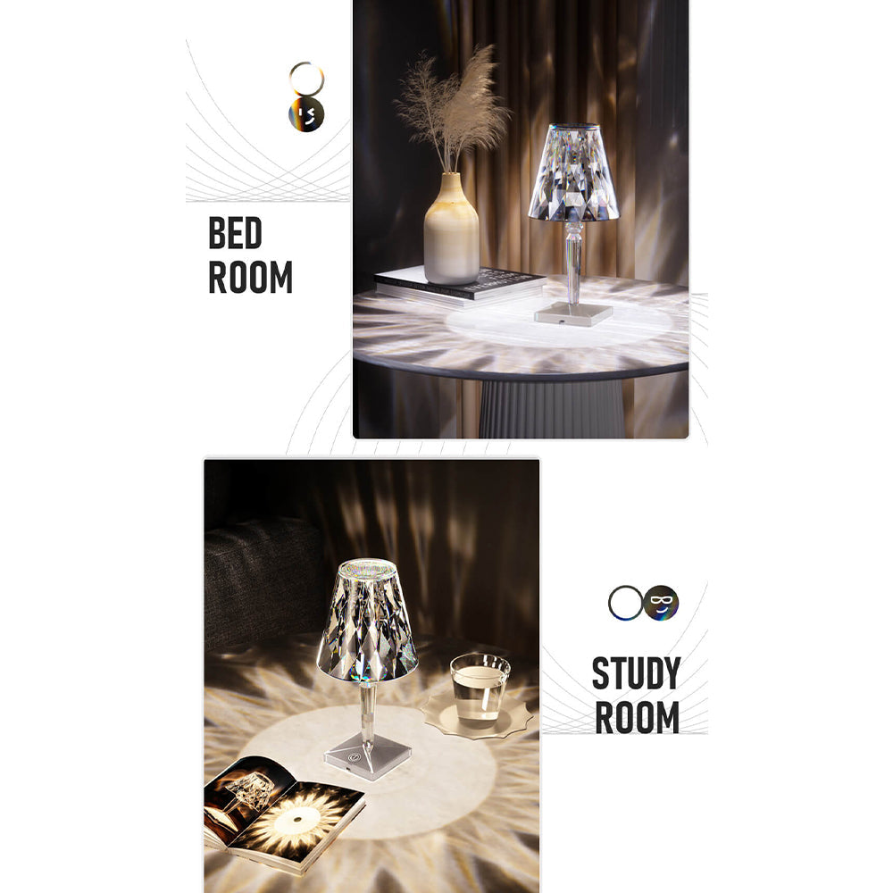 LED Diamond Crystal Projection Night Lights USB Charging Touch Control Lighting Desk Lamp / 347560