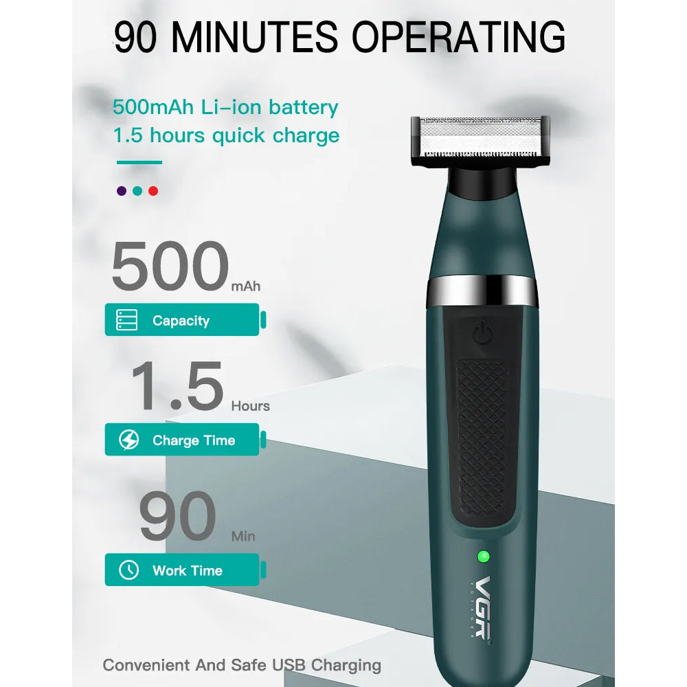 VGR Waterproof Electric Shaver Men Body Hair Shaver Bikini Shaver