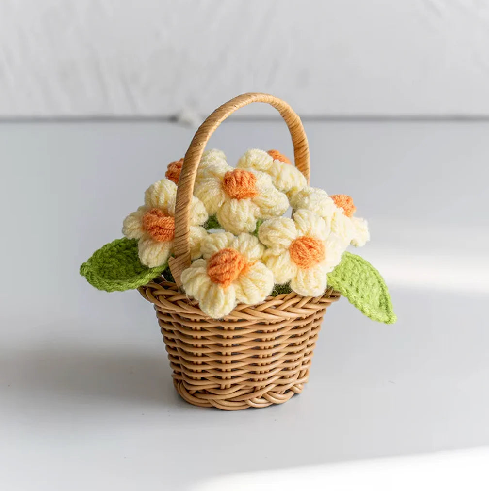 Crochet Colored Flower Basket