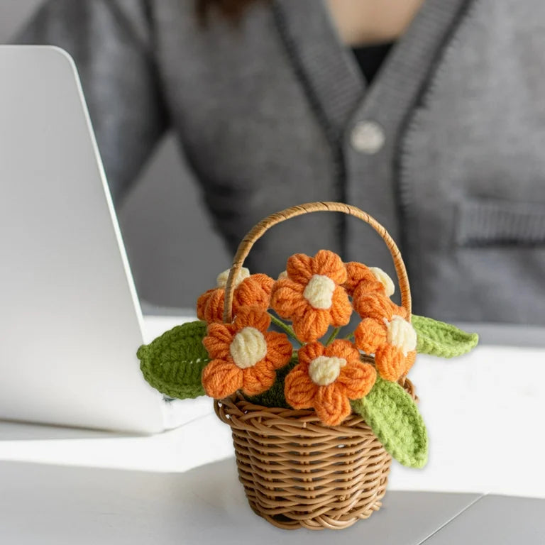 Crochet Colored Flower Basket