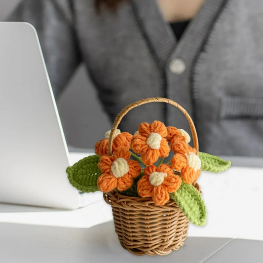 Crochet Colored Flower Basket