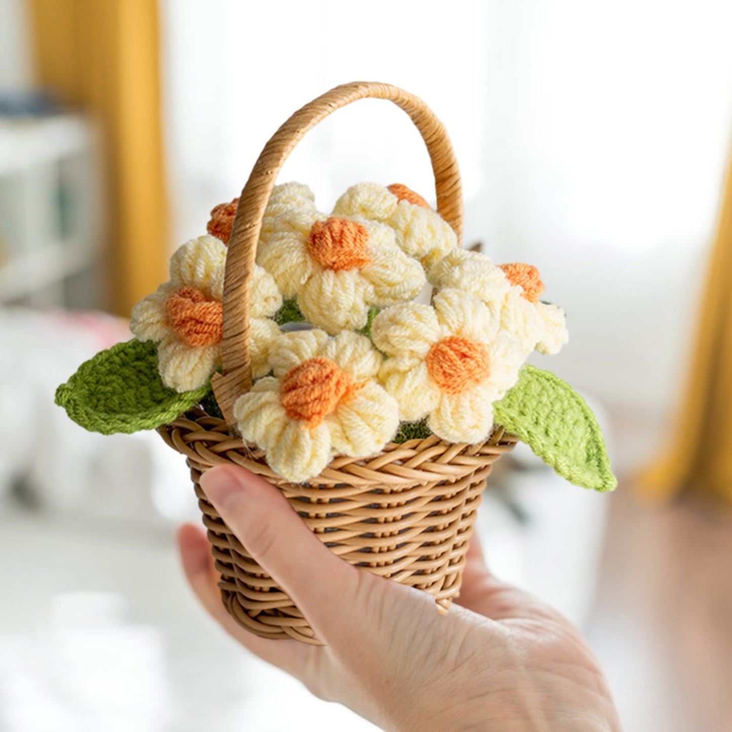 Crochet Colored Flower Basket