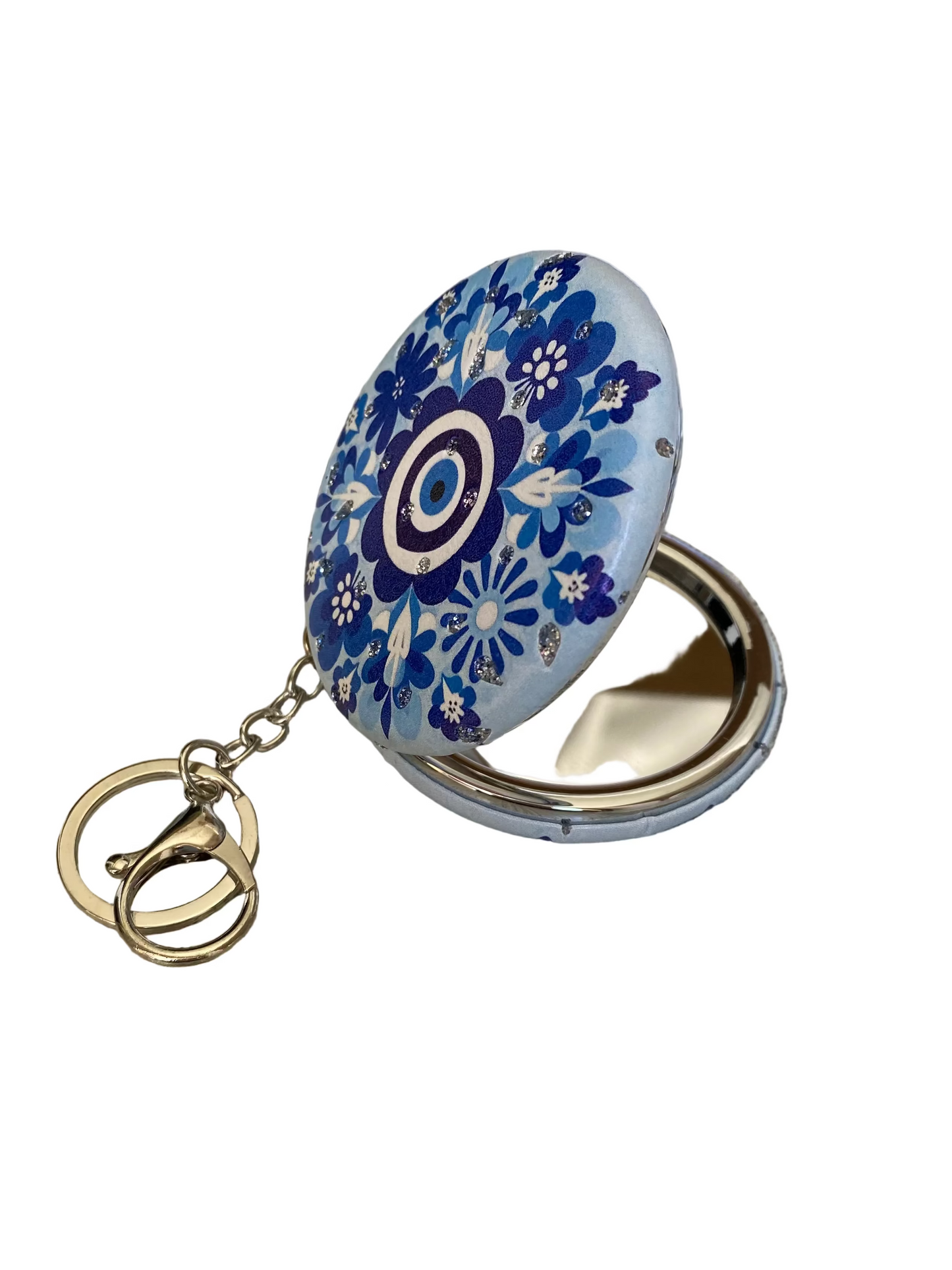 Round Foldable Makeup Mirror - Blue Eye