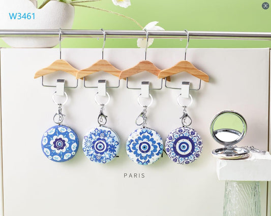 Round Foldable Makeup Mirror - Blue Eye