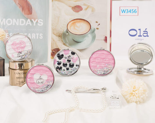Round Foldable Makeup Mirror - Love