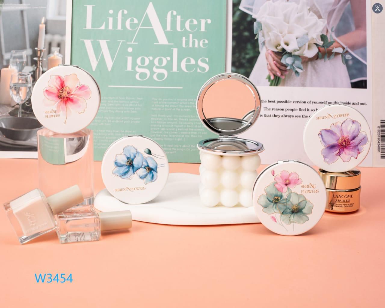 Round Foldable Mirror - Flower