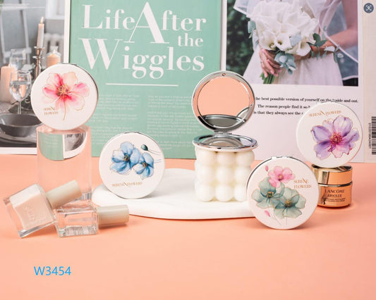 Round Foldable Mirror - Flower