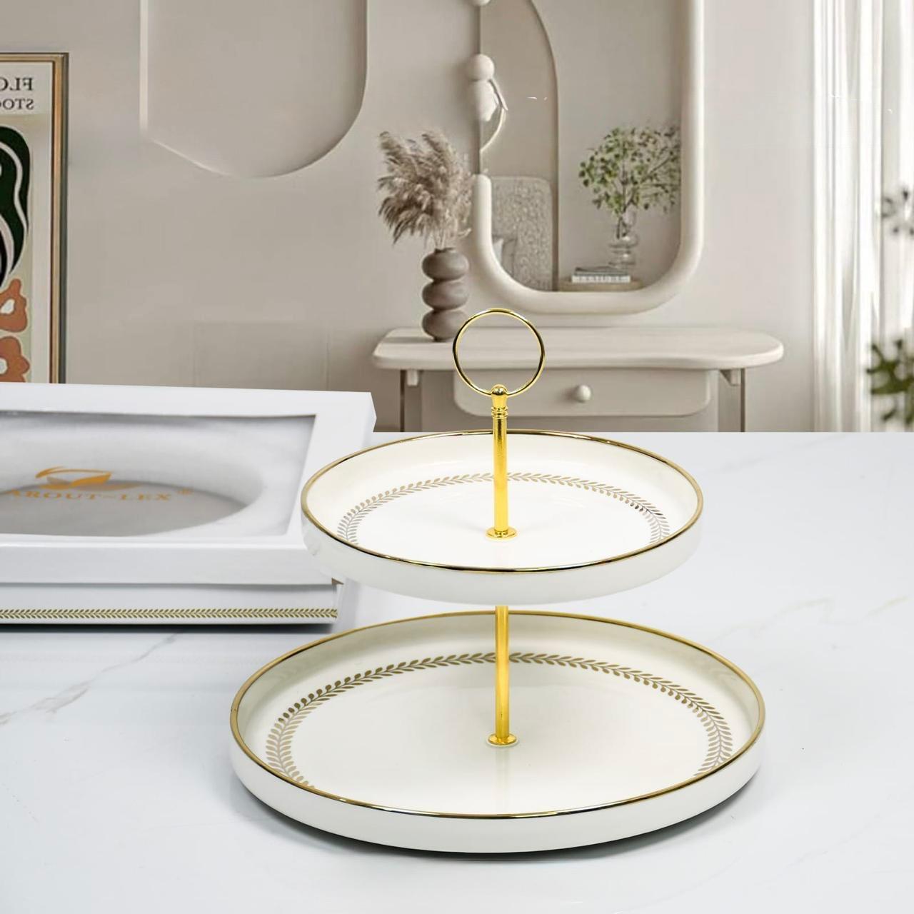 Genova, 2 PCs Serving Plates With Golden Lid