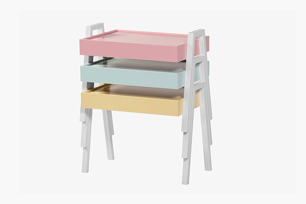 Set 3 Pcs Squared Wood Stackable Tables