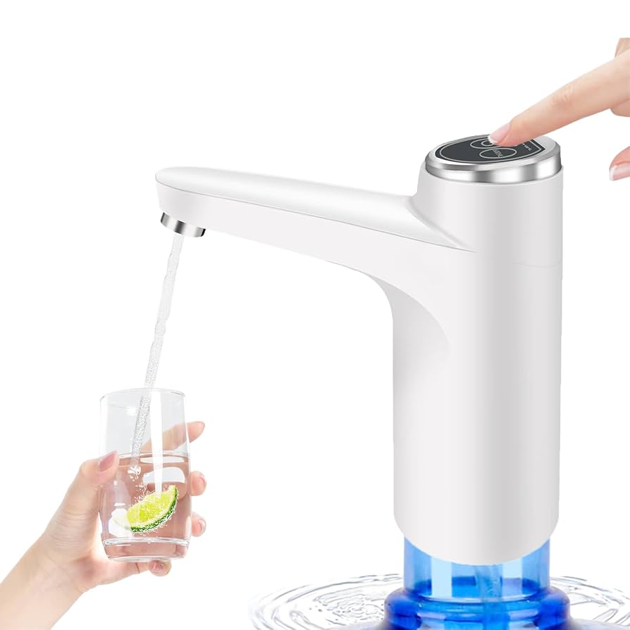 USB Portable Electric Rechargeable Water Bottle Pump Dispenser-White