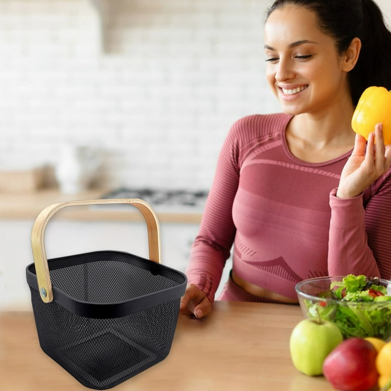 Black Metal Mesh Steel Basket