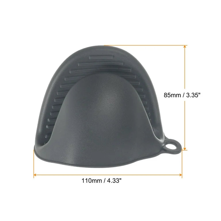 2 Pcs  Thickened Mini Oven Gloves /Heat Resistant Silicone Oven Mitts Finger Pot Holder - Gray