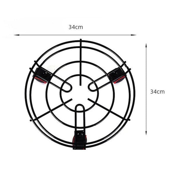 Metal Gas Cylinder Holder with 3-Moving Wheels ( Black )