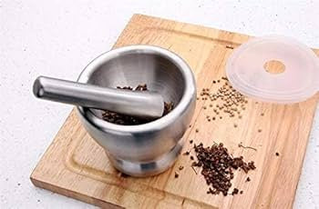 304 Stainless Steel Mortar and Pestle Set /Spice Grinder with Silicone Lid /Spice Crusher Pill Grinder Pestle and Mortar for Grinding Herbs Seasonings Pastes Pesto