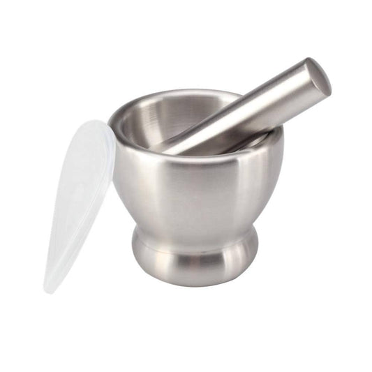 304 Stainless Steel Mortar and Pestle Set /Spice Grinder with Silicone Lid /Spice Crusher Pill Grinder Pestle and Mortar for Grinding Herbs Seasonings Pastes Pesto