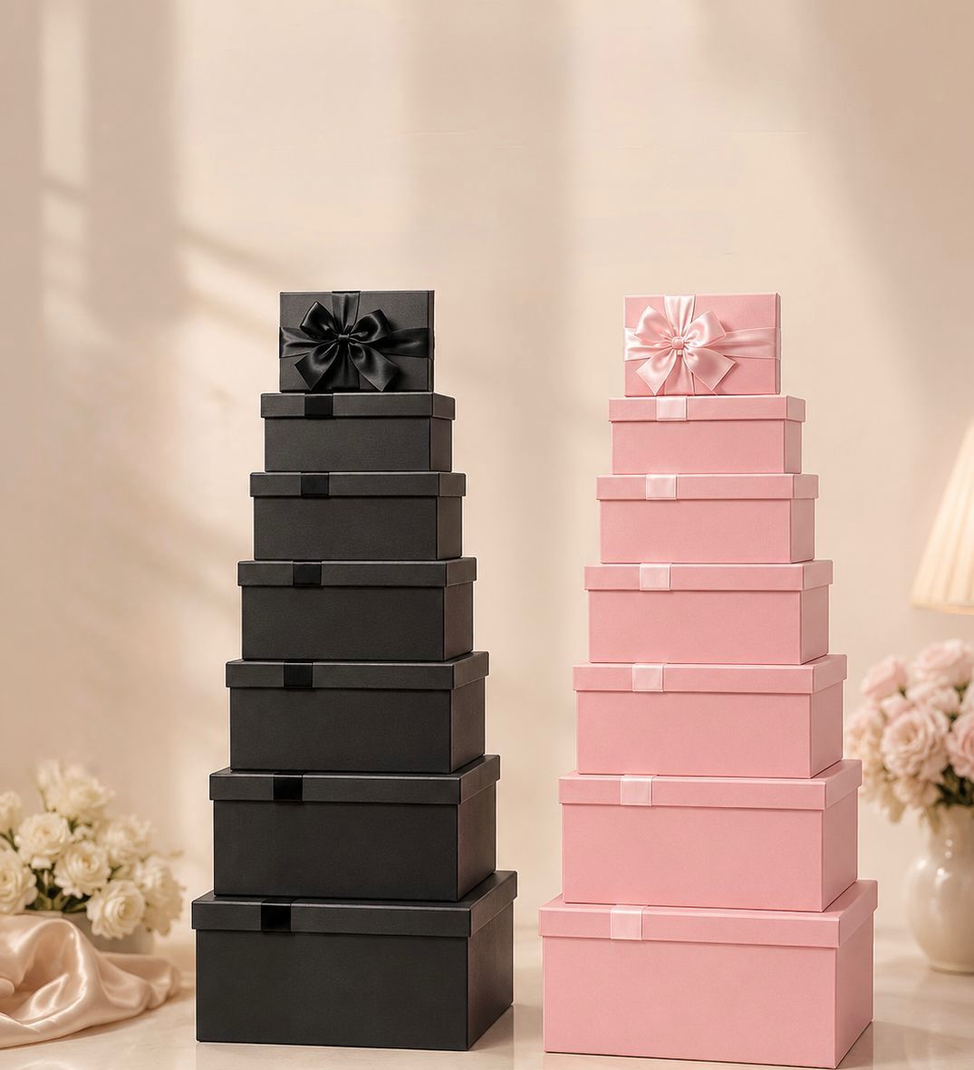 Rectangular Paper Gift Box - Black & Red