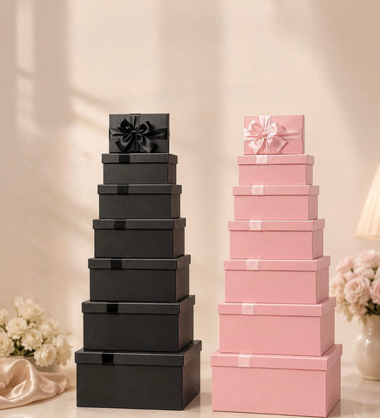 Rectangular Paper Gift Box - Black & Red