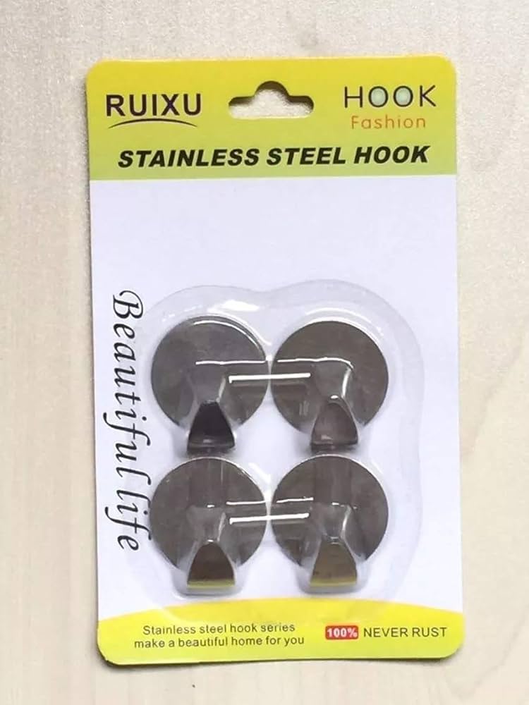 Set 4 Pcs Round Stainless Steel Hooks