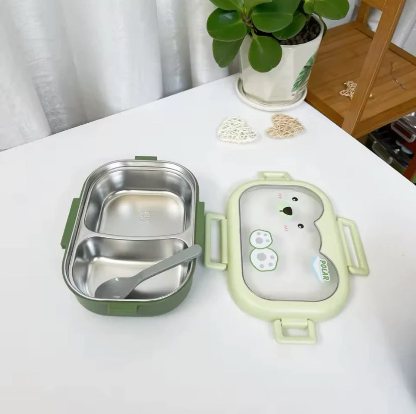 Tots & Togs Polar Bear 2-Partitioned Stainless Steel Bento Box