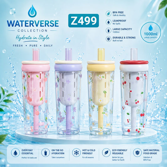 1000 ML Plastic Trendy Water Bottle