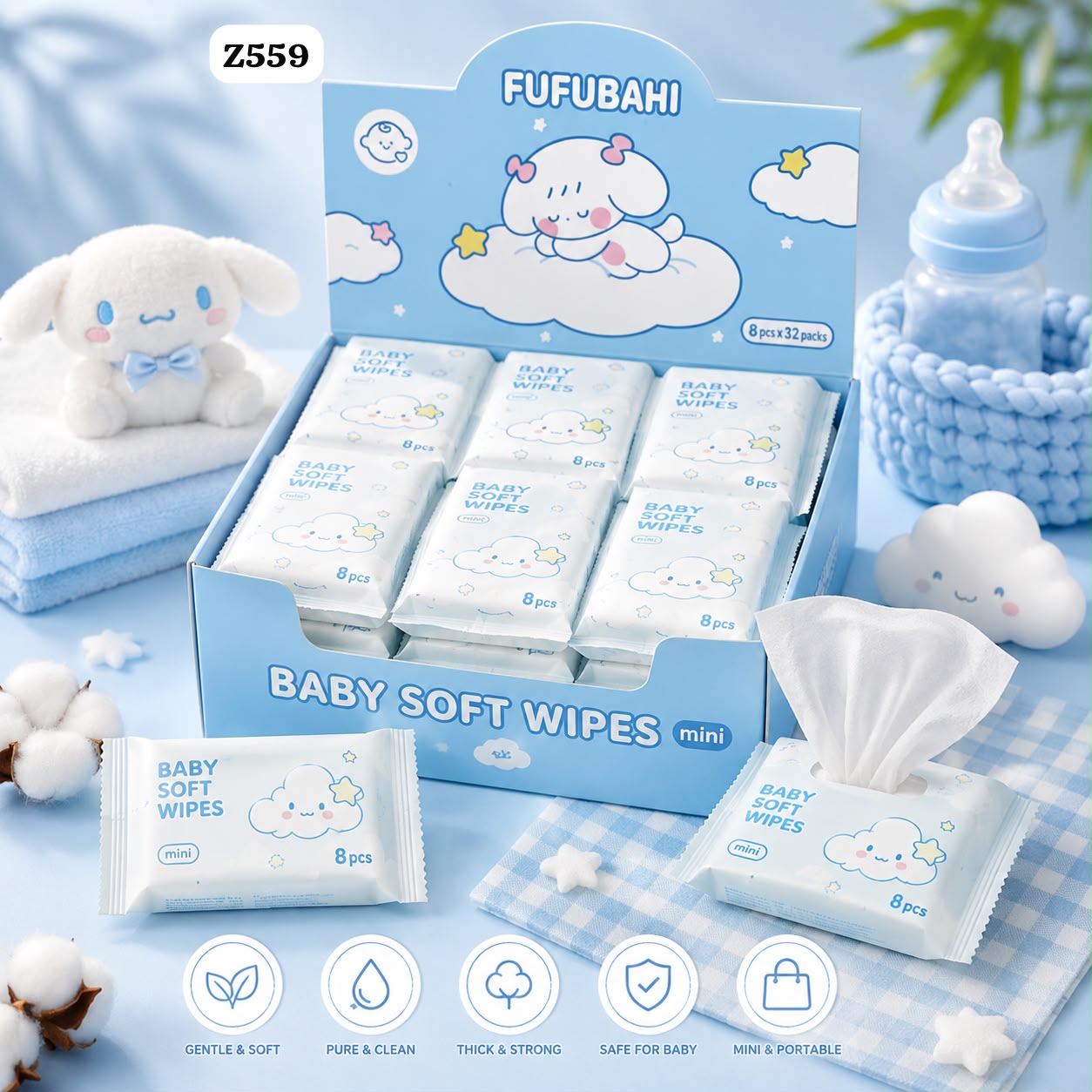 Mini Wet Wipes - Pack Of 8 Sheets