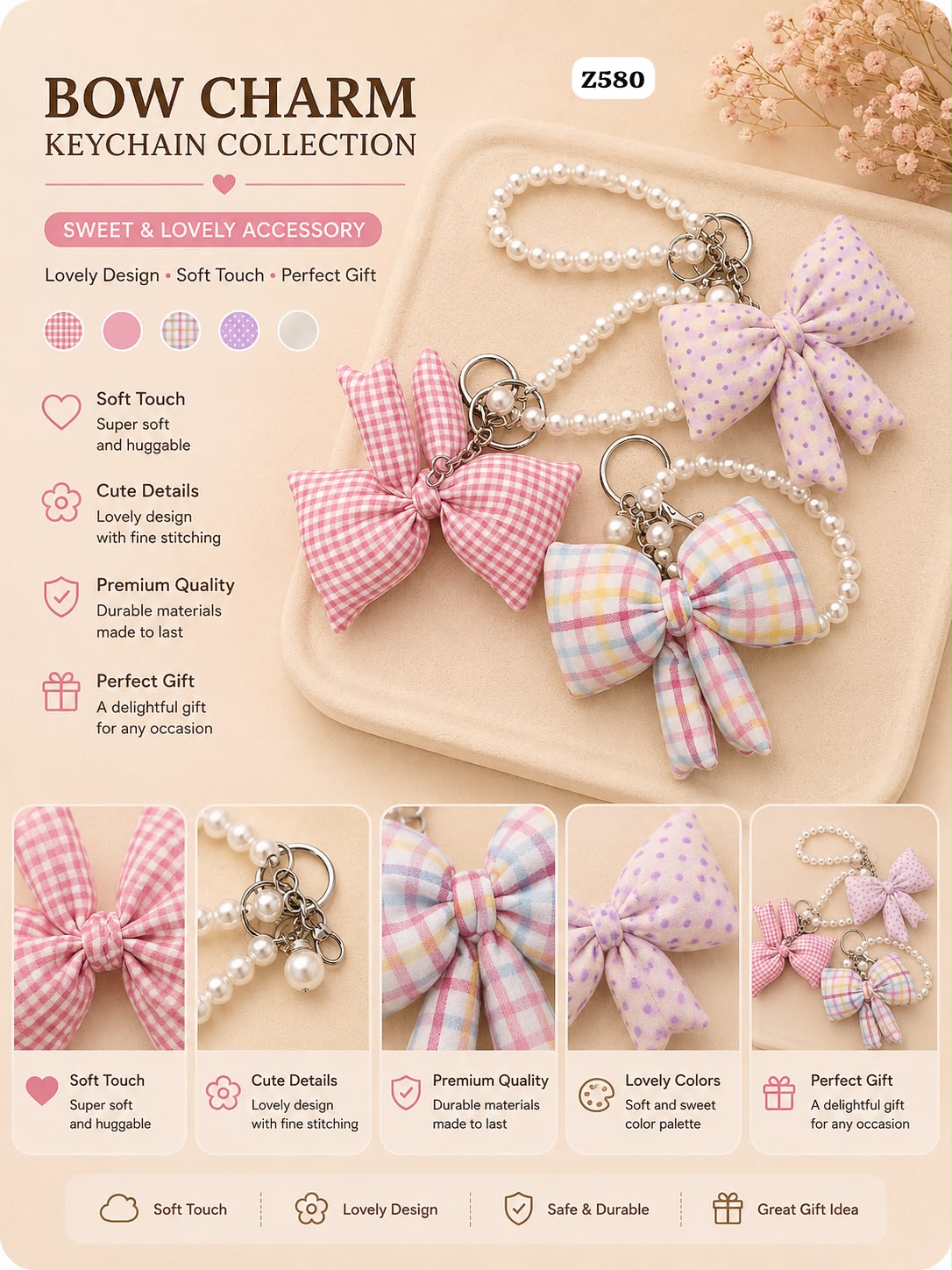 Bow Charm Keychain