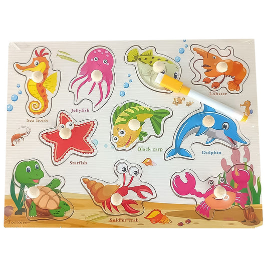 Educational Wooden Peg Board With Base Image & Whiteboard & Marker