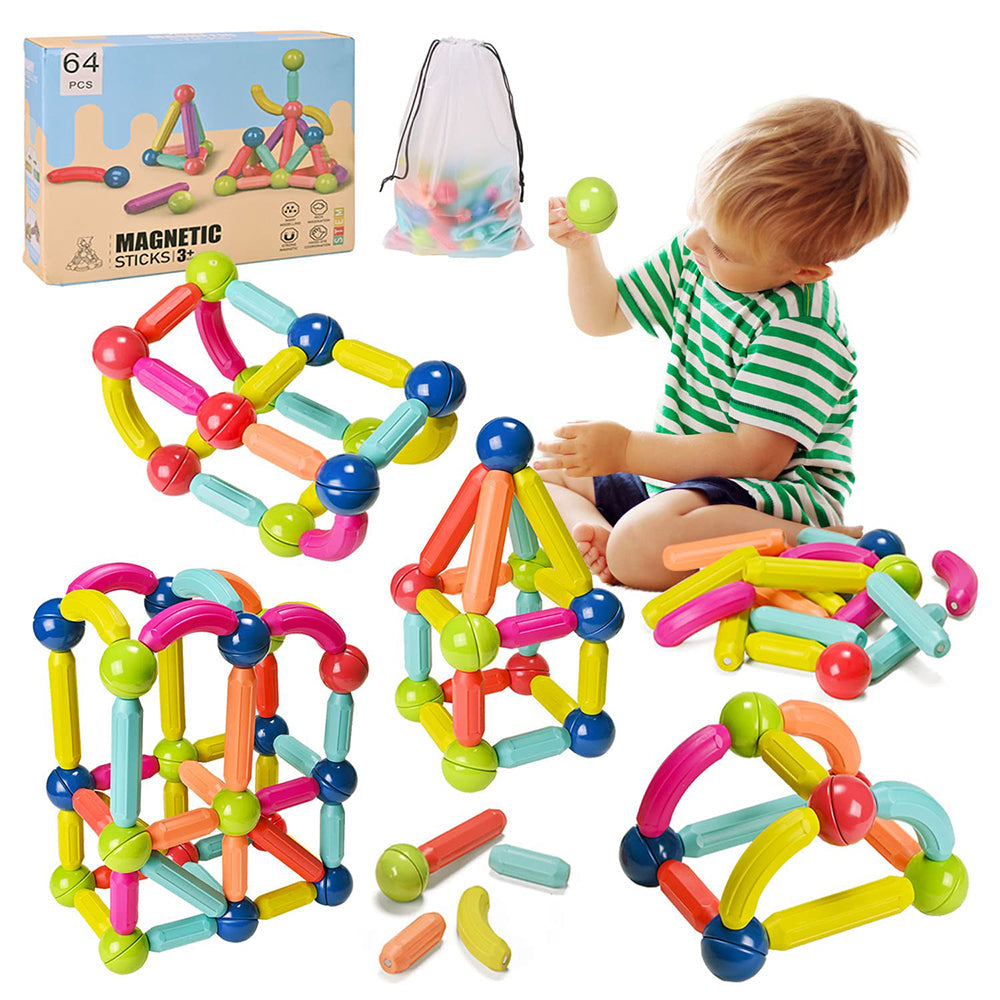 Magnetic Sticks Toy Set 64 Pcs