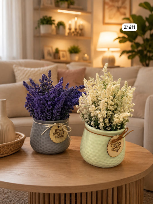 Artificial Flowers Plant In Decorative Ceramic Pot