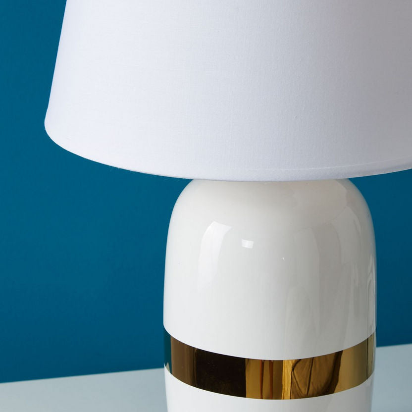 Ceramic Table Lamp with Gold Band - 44 cm