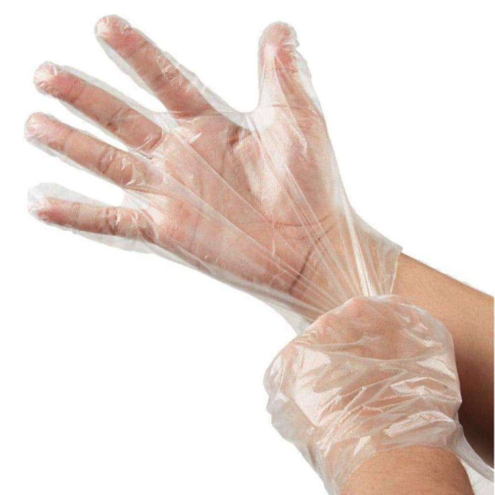 100  Pcs  Disposable Clear Plastic Gloves - Large