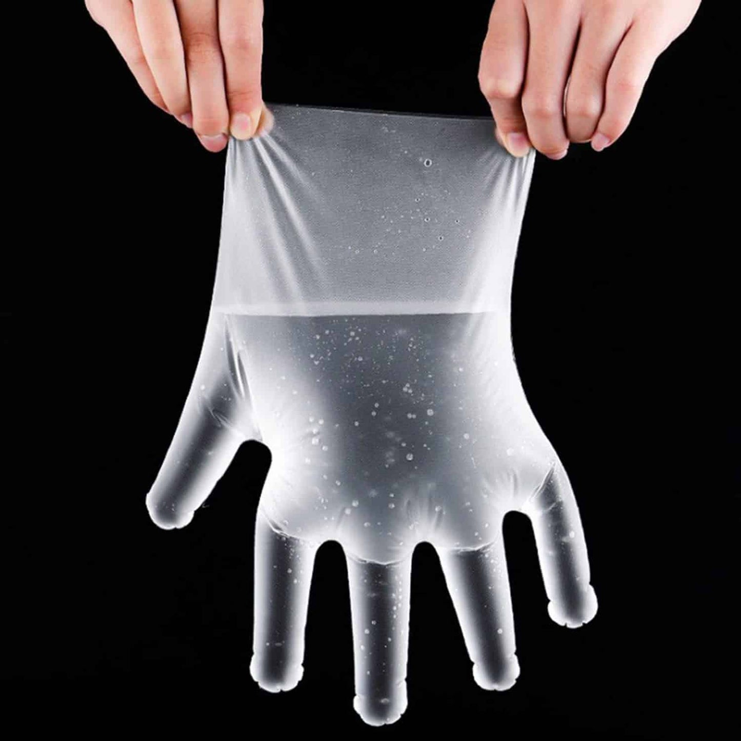 100  Pcs  Disposable Clear Plastic Gloves - Large