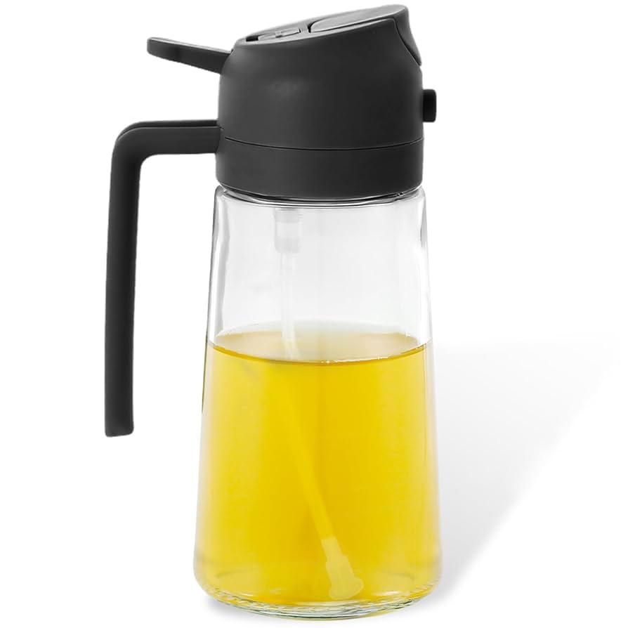 2 in 1 Clear Glass Oil Sprayer and Container Bottle