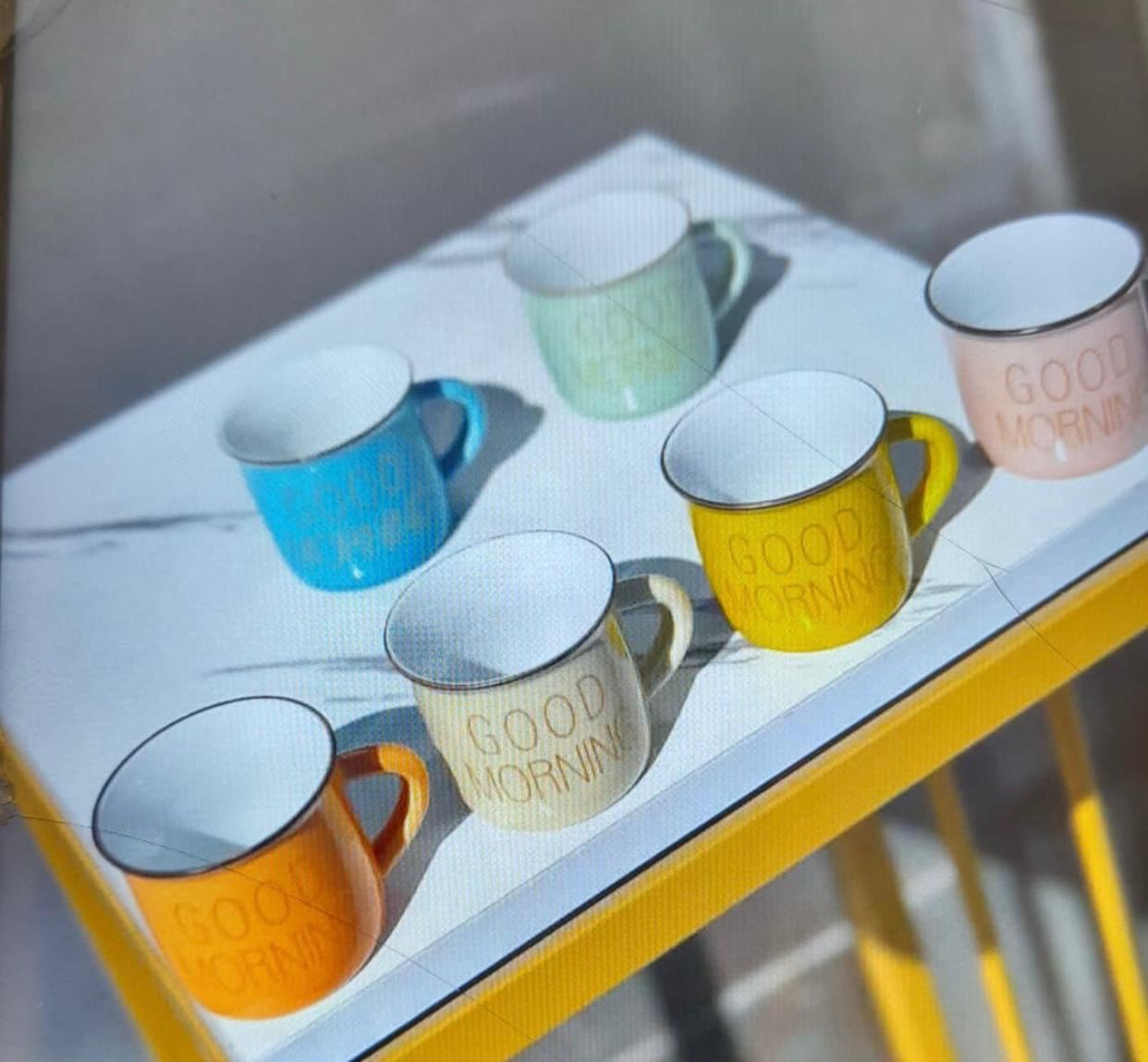 6 Pcs “Good Morning” Colored Coffee Cups Set