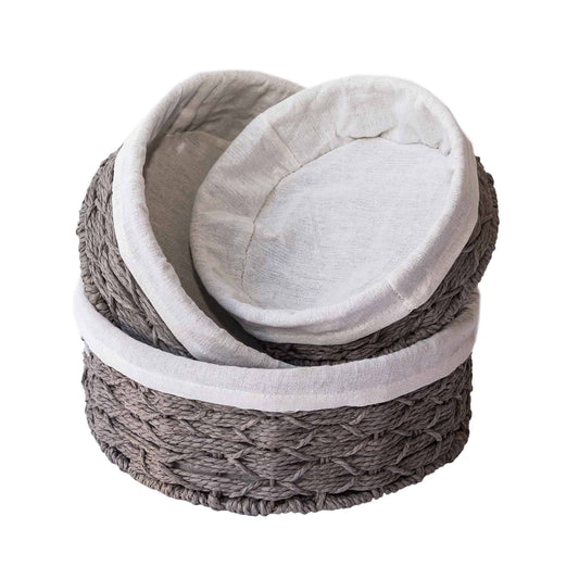 3 Pcs Round Woven Basket Set