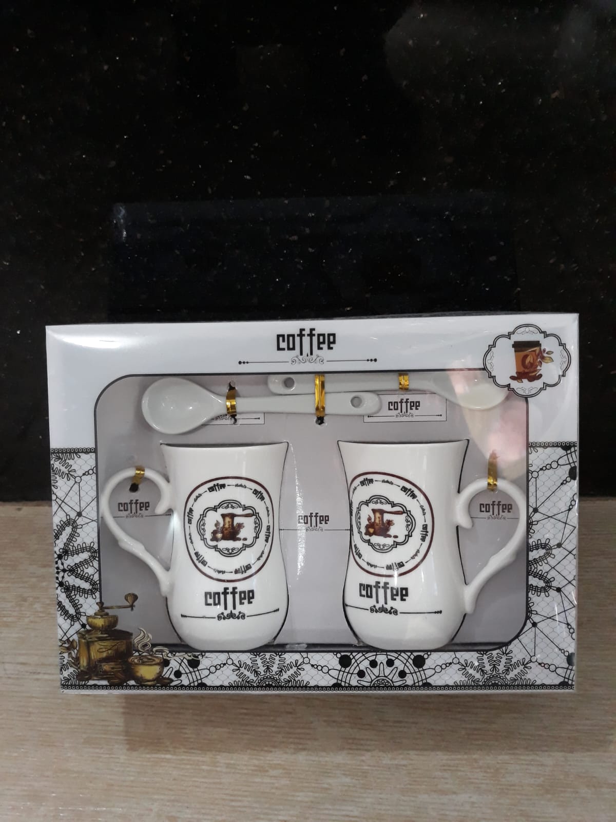 4 PCs Porcelain Mug With Spoons Set With Box
