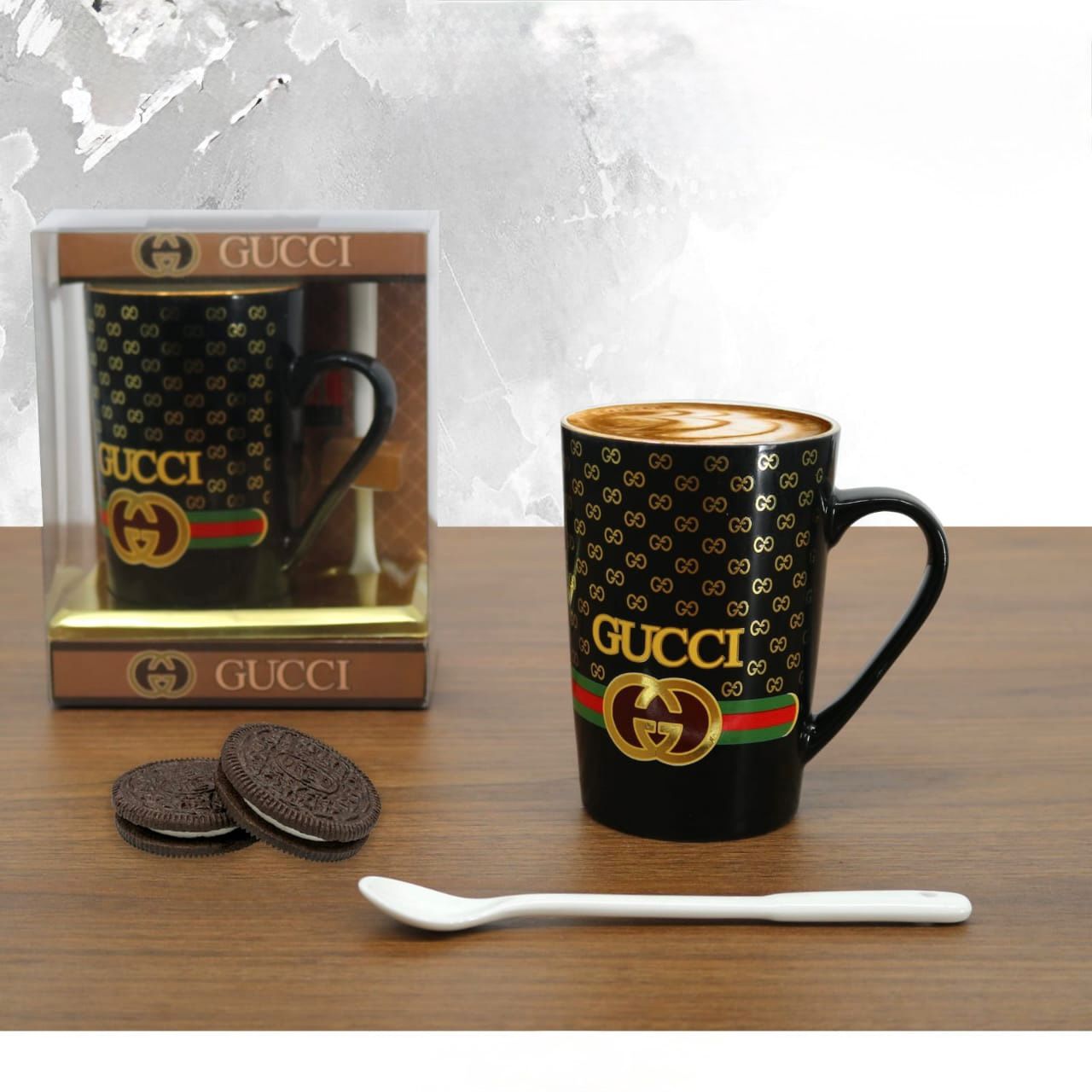 Gucci  & Louis Vuitton Ceramic Mug with Spoon