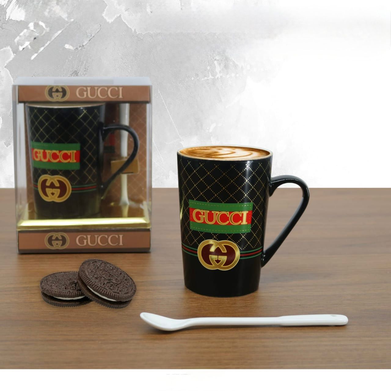 Gucci  & Louis Vuitton Ceramic Mug with Spoon