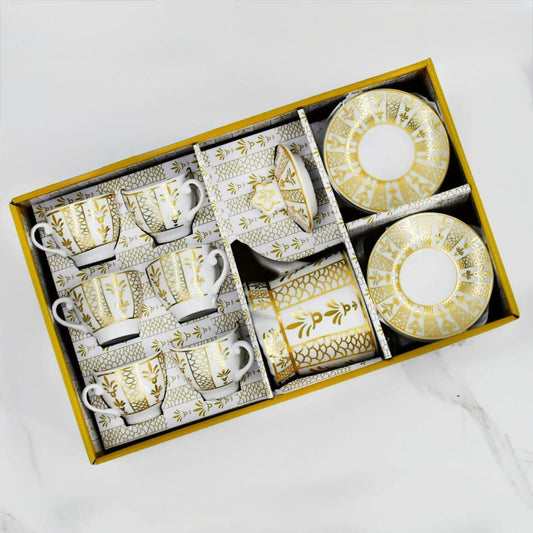 Otantik, 12 Pcs Coffee Cups With Saucers & Ceramic Coffee Pot Set