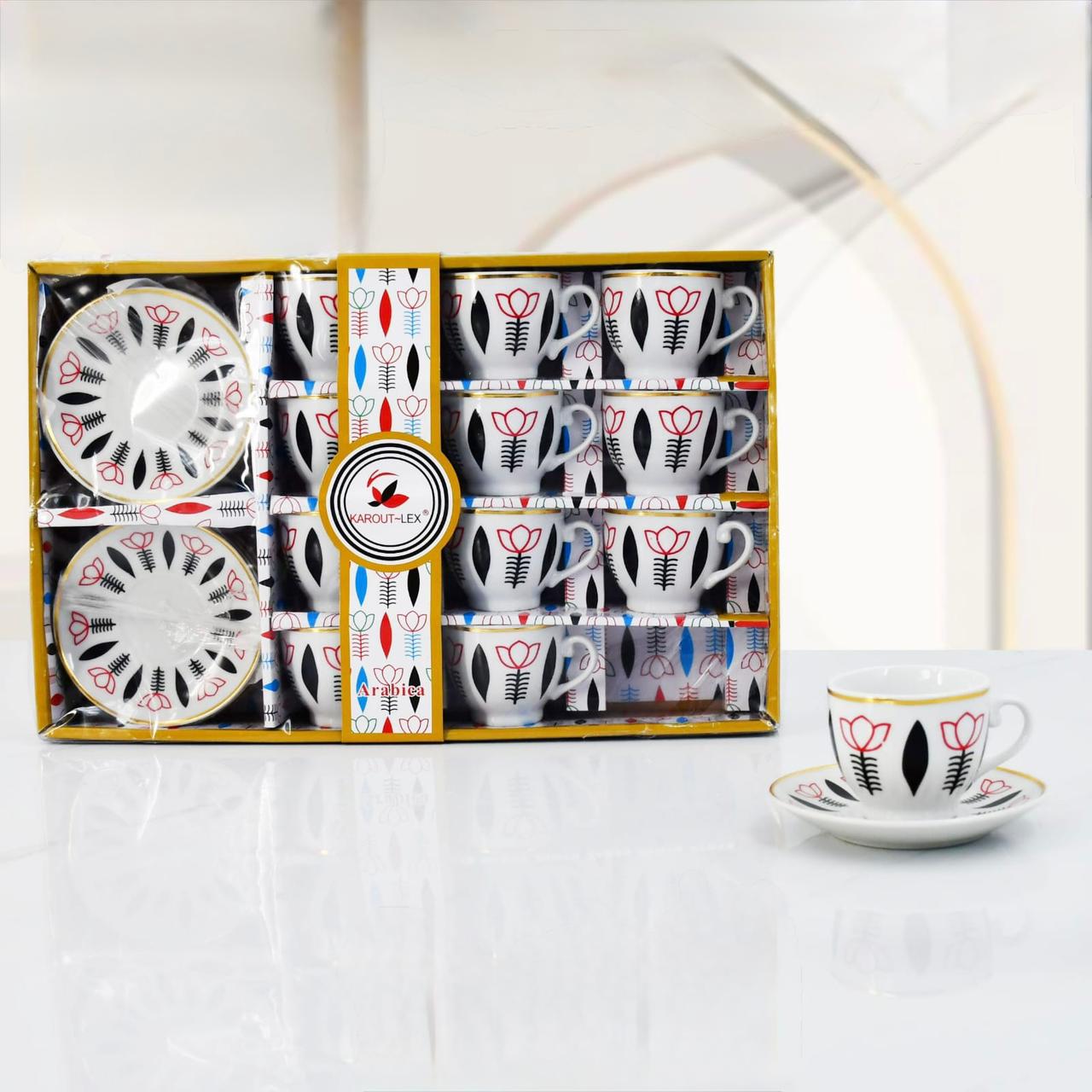 Arabica, 24 Pcs Coffee Cups With Saucers Set