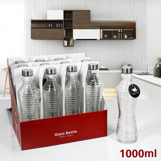 1000 ml Glass Water Bottle With Stainless Steel Lid