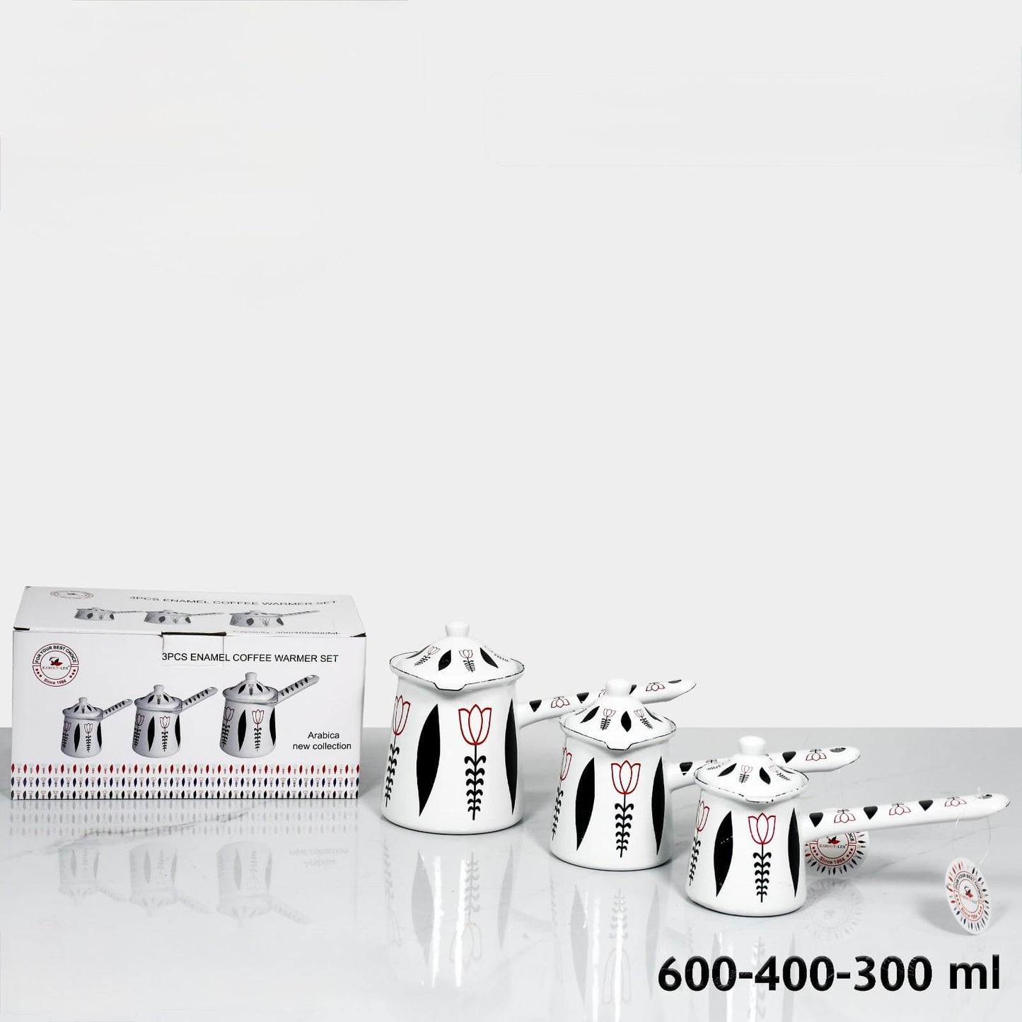 Arabica, 3 PCs Enamel Coffee Warmer Set