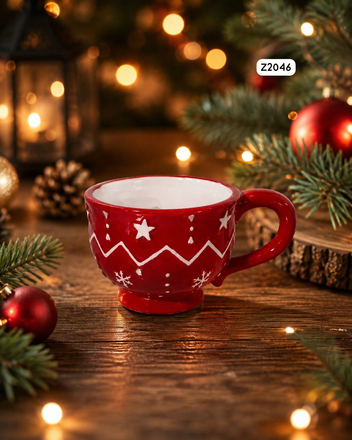 2 Pcs Christmas Ceramic Mug  With Plate Set