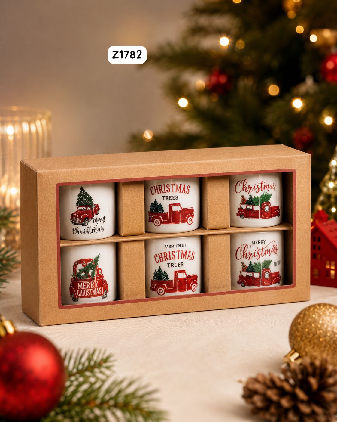 6 Pcs Christmas Coffee Cups Set
