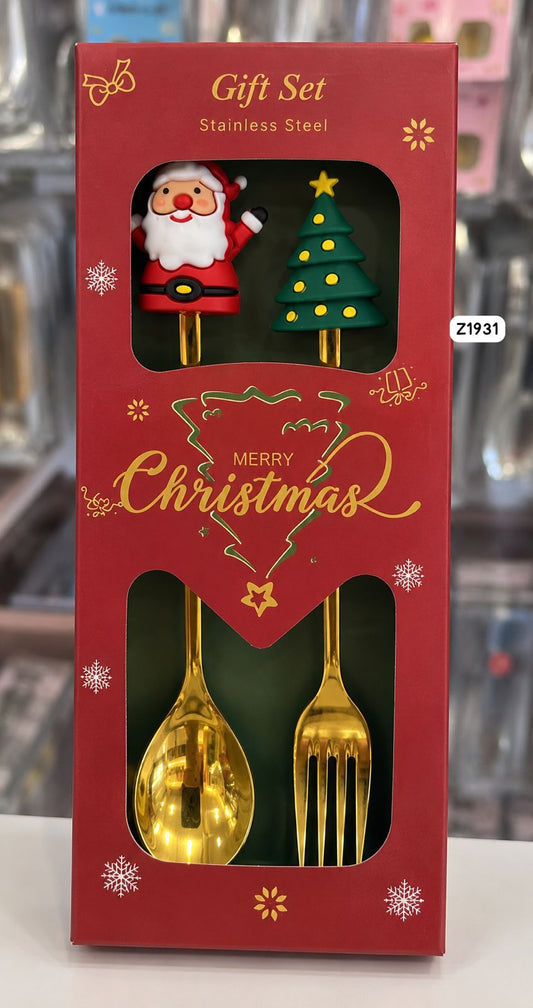 Christmas Stainless Steel Cutlery Set - 2 Pcs